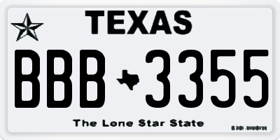 TX license plate BBB3355