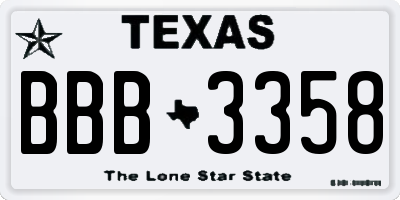 TX license plate BBB3358