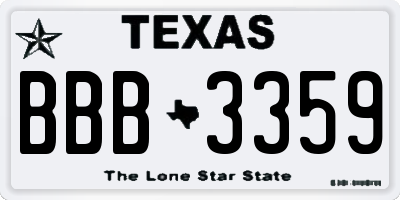 TX license plate BBB3359