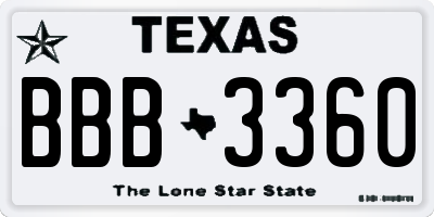 TX license plate BBB3360