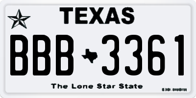 TX license plate BBB3361