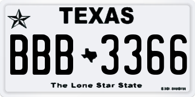 TX license plate BBB3366