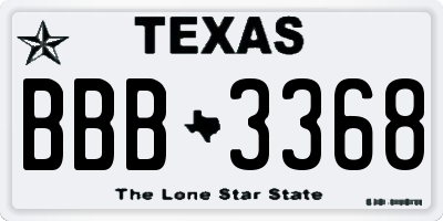 TX license plate BBB3368