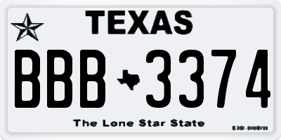 TX license plate BBB3374