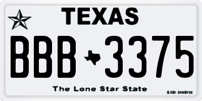 TX license plate BBB3375