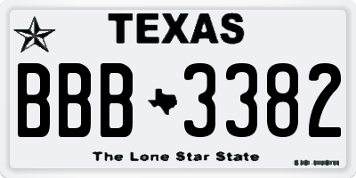 TX license plate BBB3382