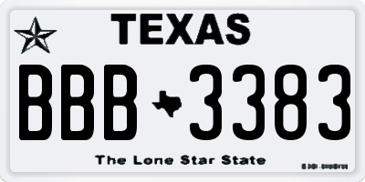 TX license plate BBB3383