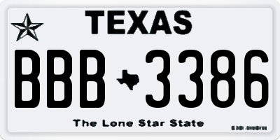 TX license plate BBB3386