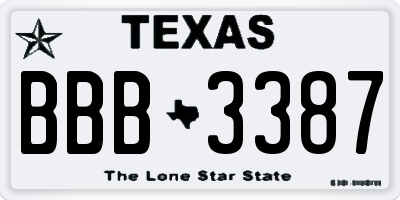 TX license plate BBB3387