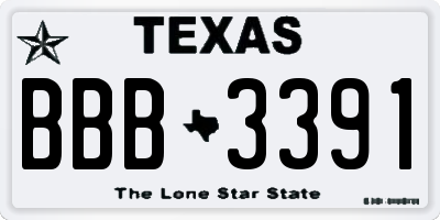 TX license plate BBB3391