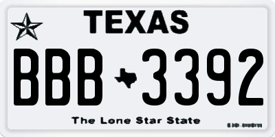 TX license plate BBB3392