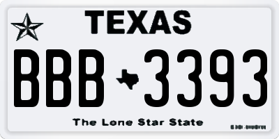 TX license plate BBB3393