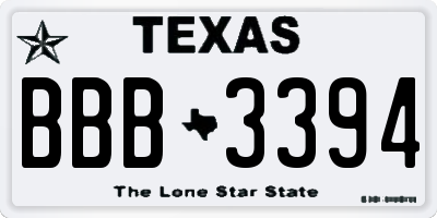 TX license plate BBB3394