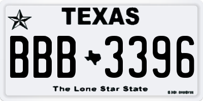 TX license plate BBB3396