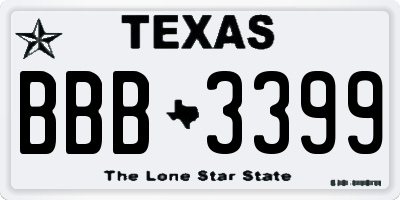 TX license plate BBB3399