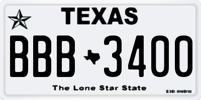 TX license plate BBB3400