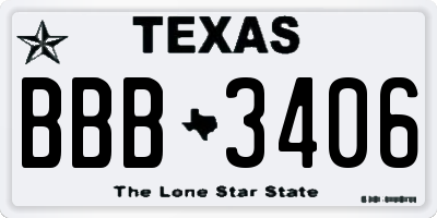 TX license plate BBB3406