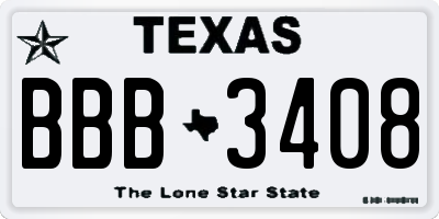 TX license plate BBB3408