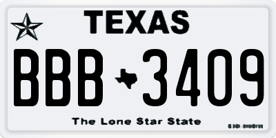 TX license plate BBB3409