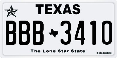 TX license plate BBB3410