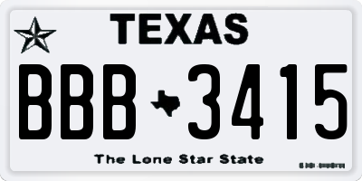 TX license plate BBB3415