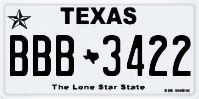 TX license plate BBB3422