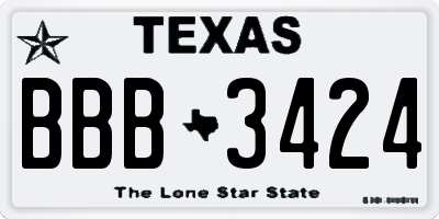 TX license plate BBB3424