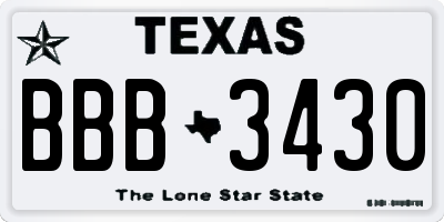 TX license plate BBB3430