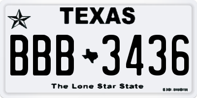 TX license plate BBB3436