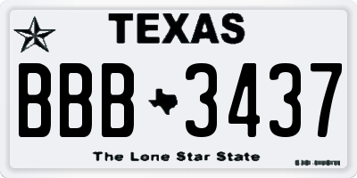 TX license plate BBB3437