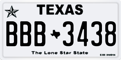 TX license plate BBB3438