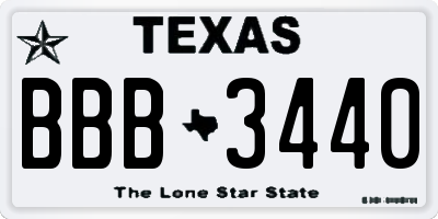 TX license plate BBB3440