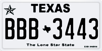 TX license plate BBB3443