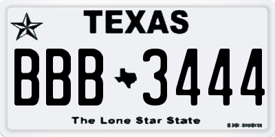 TX license plate BBB3444