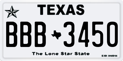 TX license plate BBB3450
