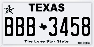 TX license plate BBB3458