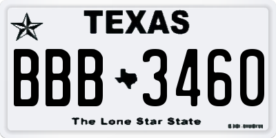 TX license plate BBB3460