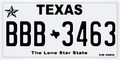 TX license plate BBB3463