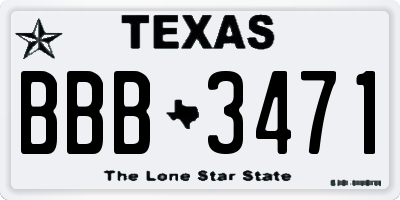 TX license plate BBB3471