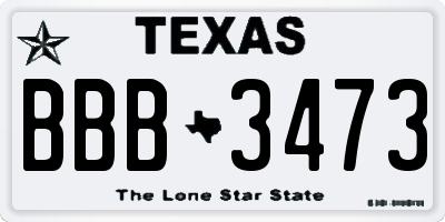 TX license plate BBB3473