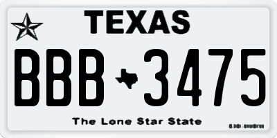TX license plate BBB3475