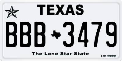 TX license plate BBB3479