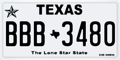 TX license plate BBB3480