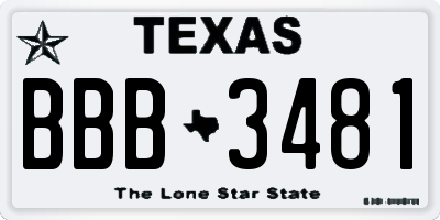 TX license plate BBB3481