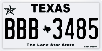 TX license plate BBB3485