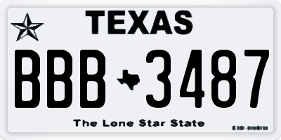 TX license plate BBB3487