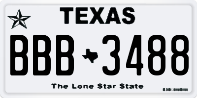 TX license plate BBB3488