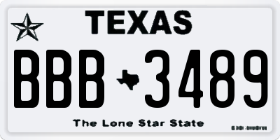 TX license plate BBB3489