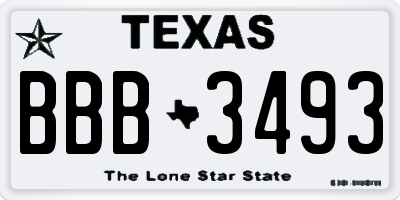 TX license plate BBB3493