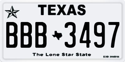 TX license plate BBB3497